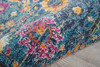 2' x 6' Blue and Orange Floral Power Loom Runner Rug