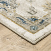 2' x 8' Beige Gold Blue and Grey Oriental Power Loom Stain Resistant Runner Rug