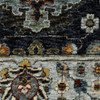 2' x 8' Blue and Beige Oriental Power Loom Polyester Runner Rug with Fringe