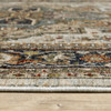 2' x 8' Ivory Beige Blue Orange Gold Green Grey and Rust Oriental Power Loom Runner Rug