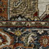 2' x 8' Ivory Beige Blue Orange Gold Green Grey and Rust Oriental Power Loom Runner Rug