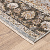 2' x 8' Ivory & Blue Oriental Power Loom Stain Resistant Runner Rug with Fringe