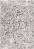 2' x 8' Grey Floral Power Loom Stain Resistant Area Rug