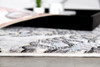 2' x 8' Grey Floral Power Loom Stain Resistant Area Rug