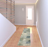 2' x 8' Blue Green Grey and Ivory Abstract Power Loom Stain Resistant Runner Rug