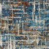 2' x 8' Blue Teal Gold Rust and Beige Abstract Power Loom Stain Resistant Runner Rug