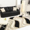 2' x 8' Black or Beige Abstract Waves Wool Runner Rug