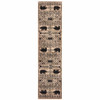 2' x 8' Ivory and Black Southwestern Power Loom Stain Resistant Runner Rug