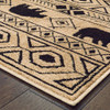 2' x 8' Ivory and Black Southwestern Power Loom Stain Resistant Runner Rug