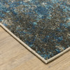 2' x 8' Blue Grey and Beige Abstract Power Loom Stain Resistant Runner Rug