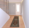 2' x 8' Red Ivory Blue Navy Gold and Grey Oriental Power Loom Runner Rug with Fringe