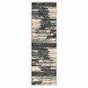 2' x 8' Ivory Blue Gray Abstract Layers Indoor Runner Rug