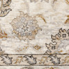 2' x 8' Ivory & Grey Oriental Power Loom Stain Resistant Runner Rug with Fringe