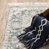 2' x 8' Beige and Grey Oriental Hand Loomed Stain Resistant Runner Rug with Fringe