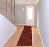 2' x 8' Red Grey Deep and Charcoal Power Loom Stain Resistant Runner Rug