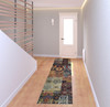 2' x 8' Gold Blue Purple Green and Red Abstract Power Loom Runner Rug