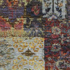 2' x 8' Gold Blue Purple Green and Red Abstract Power Loom Runner Rug