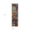 2' x 8' Gold Blue Purple Green and Red Abstract Power Loom Runner Rug