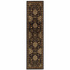 2' x 8' Brown Beige Blue and Red Oriental Power Loom Stain Resistant Runner Rug