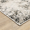 2' x 8' Ivory Grey Black Beige and Tan Abstract Power Loom Runner Rug