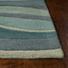 2' x 8' Ocean Blue Teal Hand Tufted Abstract Waves Indoor Runner Rug