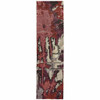 2' x 8' Red and Beige Abstract Power Loom Stain Resistant Runner Rug