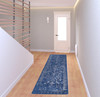 2' x 8' Blue and Silver Wool Floral Tufted Handmade Distressed Runner Rug