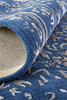 2' x 8' Blue and Silver Wool Floral Tufted Handmade Distressed Runner Rug