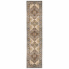 2' x 8' Gray and Beige Aztec Pattern Runner Rug