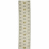 2' x 8' Beige Grey Gold and Green Geometric Power Loom Stain Resistant Runner Rug