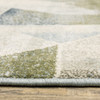 2' x 8' Blue Green Grey Gold and Ivory Geometric Power Loom Runner Rug