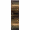 2' x 8' Brown and Beige Floral Power Loom Stain Resistant Runner Rug