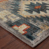 2' x 8' Blue Teal Grey Orange Gold Ivory and Rust Geometric Power Loom Runner Rug