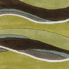 2' x 8' Lime Mocha Hand Tufted Abstract Waves Indoor Runner Rug