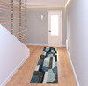 2' x 8' Blue Grey Charcoal and Purple Geometric Power Loom Stain Resistant Runner Rug