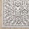 2' x 8' Grey and White Floral Power Loom Stain Resistant Runner Rug