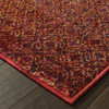 2' x 8' Red Gold and Blue Geometric Power Loom Stain Resistant Runner Rug