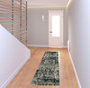 2' x 8' Ivory Charcoal Grey Blue Rust Gold & Brown Oriental Power Loom Runner Rug