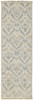 2' x 8' Ivory Gray and Blue Wool Floral Hand Knotted Stain Resistant Runner Rug