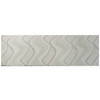2' x 8' Ivory Abstract Waves Wool Runner Rug