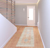 2' x 8' Orange and Blue Oriental Hand Loomed Stain Resistant Runner Rug with Fringe
