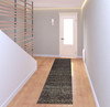 2' x 8' Charcoal Grey and Brown Geometric Power Loom Stain Resistant Runner Rug