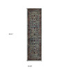2' x 8' Blue and Purple Oriental Power Loom Stain Resistant Runner Rug