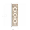 2' x 8' Beige and Ivory Oriental Power Loom Stain Resistant Runner Rug