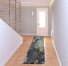2' x 8' Navy and Blue Abstract Power Loom Stain Resistant Runner Rug