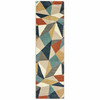 2' x 8' Blue Green Beige Retro Wedge Indoor Runner Rug
