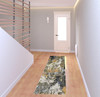 2' x 8' Grey Gold Blue Orange Beige and Brown Abstract Power Loom Runner Rug