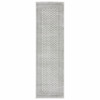 2' x 8' White and Grey Oriental Power Loom Stain Resistant Runner Rug