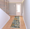 2' x 8' Gold Grey and Ivory Abstract Power Loom Stain Resistant Runner Rug