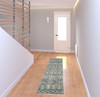 2' x 8' Blue and Beige Geometric Power Loom Stain Resistant Runner Rug